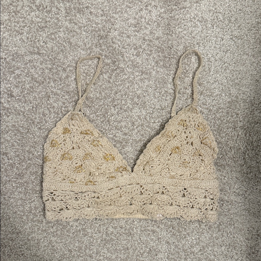 Billabong crochet bra with gold detailing size X small